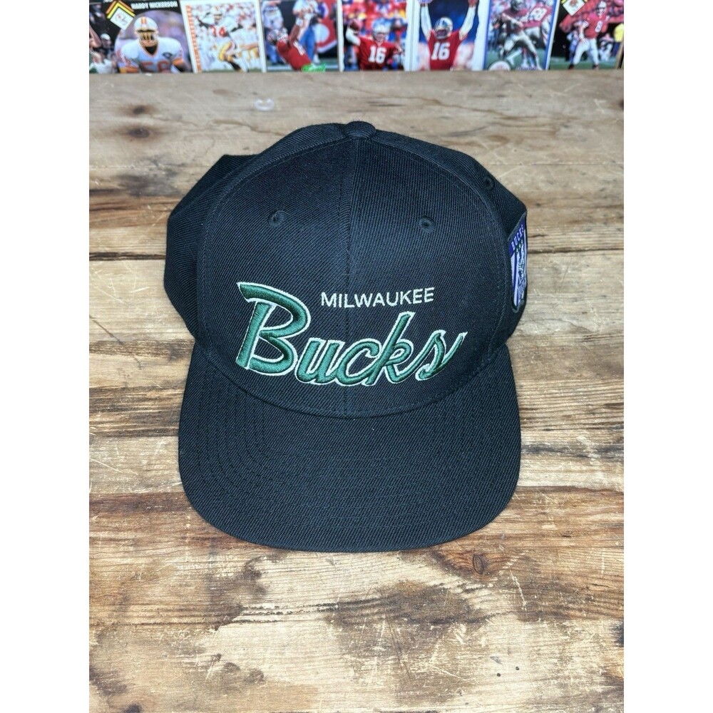 Mitchell & Ness Milwaukee Bucks Team Script 2.0 Adjustable Snapback Hat Cap Pink